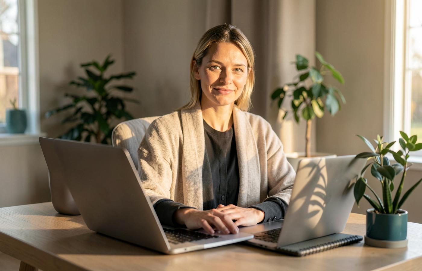 Technology professional preparing for an interview from a calm home office
